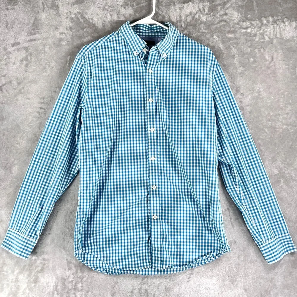 Banana Republic Men’s Medium Tailored Slim Fit Blue White Gingham Button Down